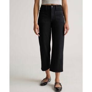 Quince Bella Wide Leg Jeans Black Patch Pocket Stretch Size 27